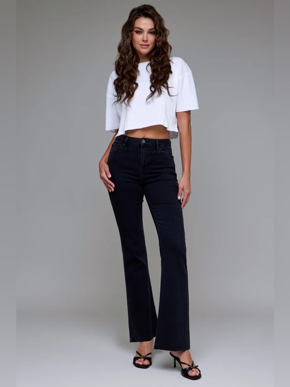 Hidden Jeans HD3109 Black High Rise Flare Raw Hem Jeans Size 27